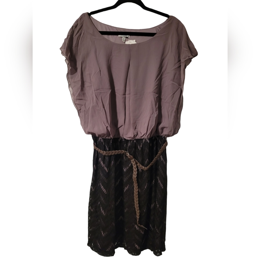 Lots Of Love By Speechless Dress Purple Lavender Black With Belt Size 2X & 3X